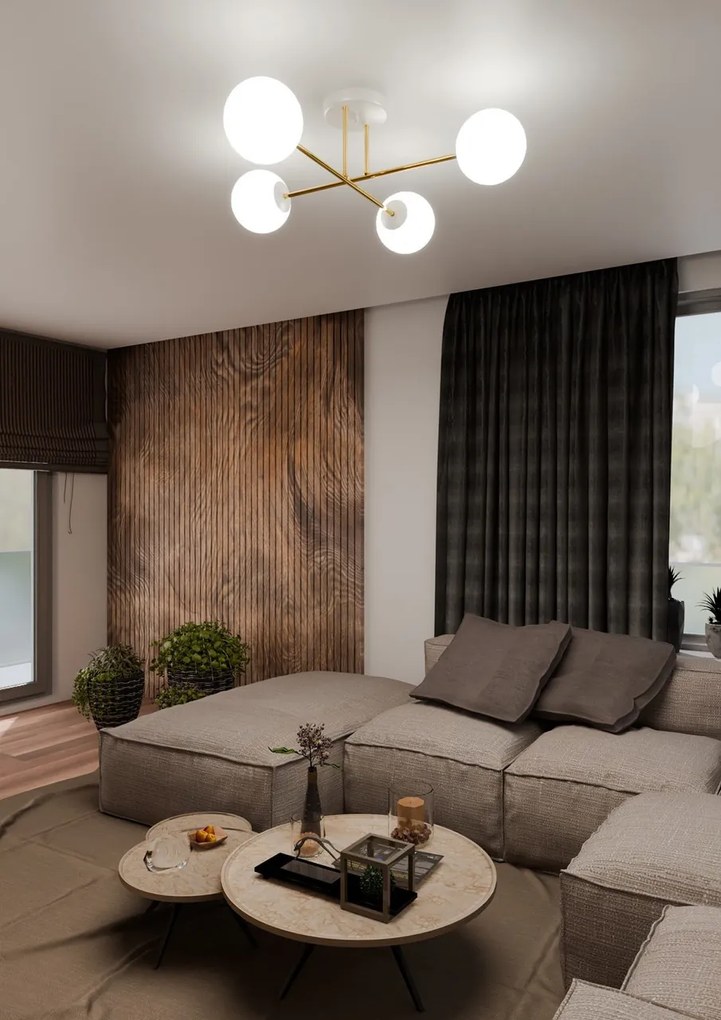 Lampadario da Soffitto MAGNUM 4 in Acciaio e Vetro 4xE14