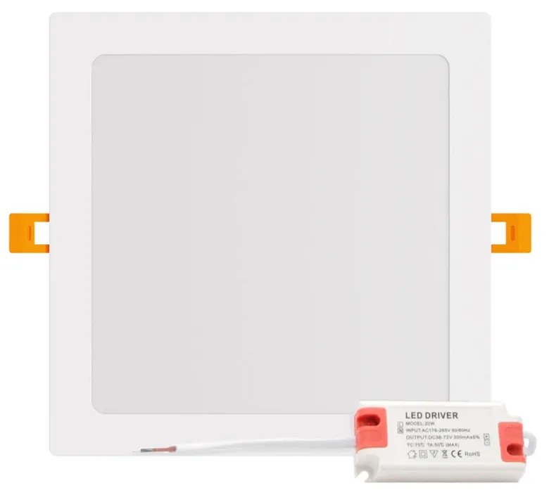 Pannello LED Quadrato 20W 2.000lm Foro 205x205mm Osram chip LED Colore Bianco Naturale 4.000K