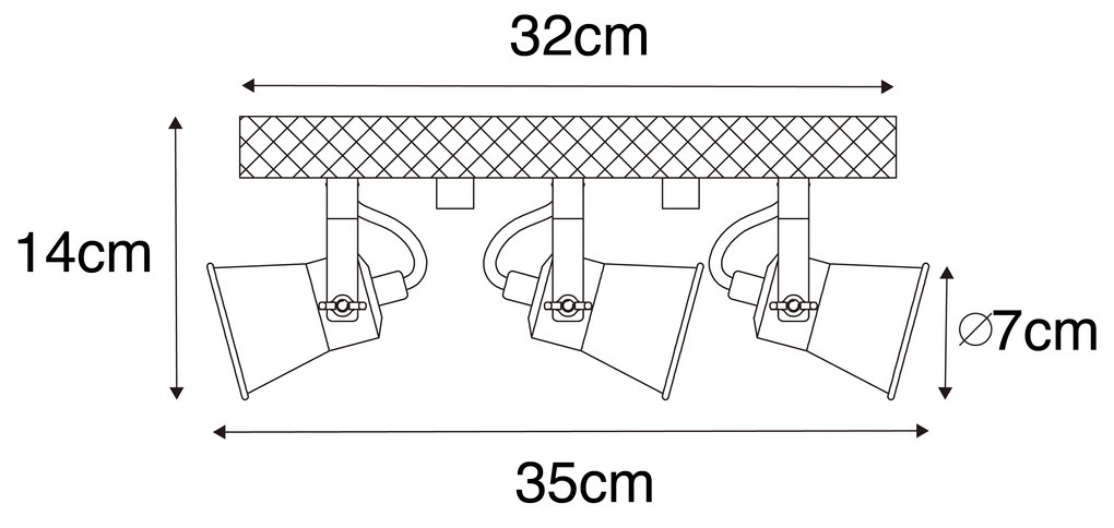 Faretto rustico nero con legno 3 luci orientabile - Jelle