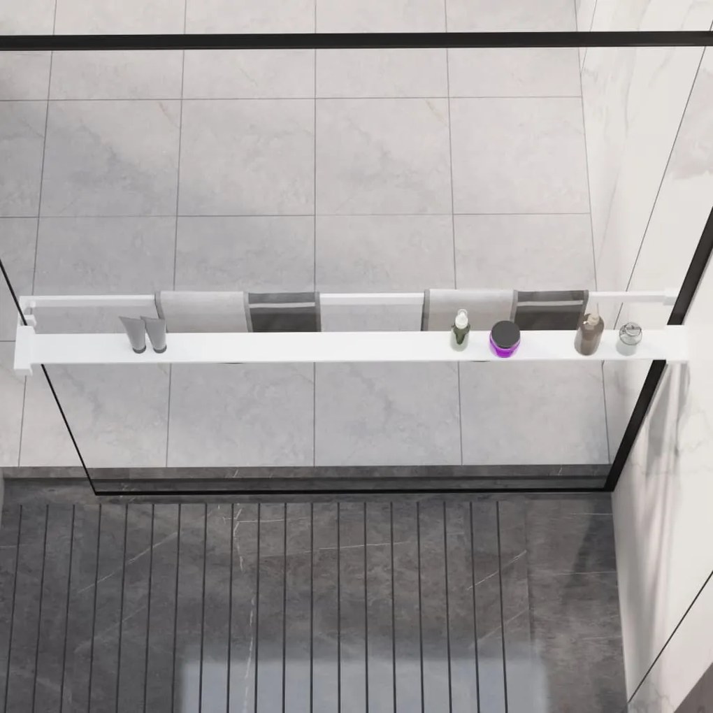 Mensola Doccia Per Parete Doccia Walk-in Bianca 115cm Alluminio /