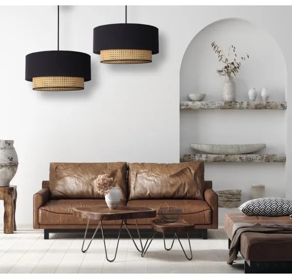 Duolla - Lampadario a sospensione con filo BOHO 1xE27/15W/230V diametro 45 cm nero/rattan
