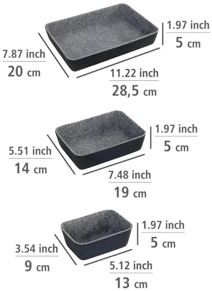 WENKO 64502100 - Organizzatore per cassetto FELT 28,5x20 cm grigio