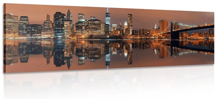 Stampa su tela – Riflesso di Manhattan nell'acqua