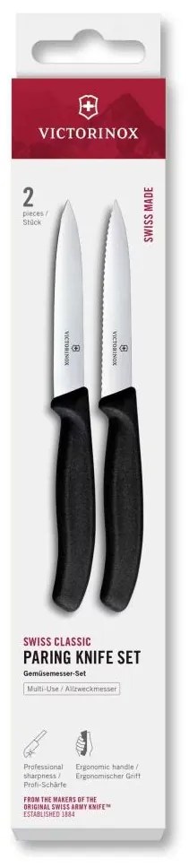 Victorinox - Set di coltelli per verdura SWISS CLASSIC 10 cm, 2 pezzi, nero