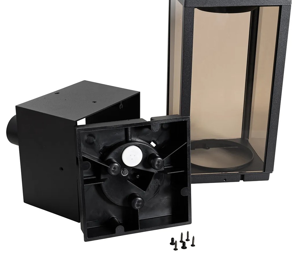 Lampada da terra da esterno nera con vetro fumé 40 cm IP44 - Charlois