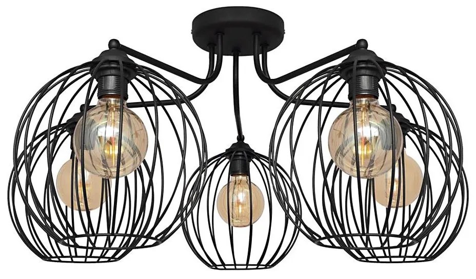 Lampadario a plafone MERCURE 5xE27/15W/230V nero