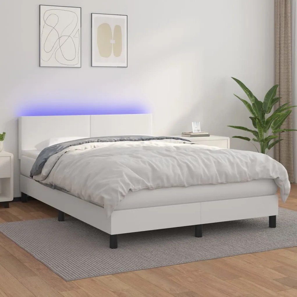 Giroletto Molle Con Materasso E Led Bianco 140x200cm Similpelle /