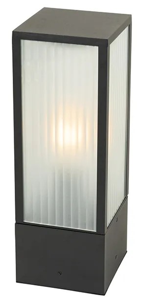 Lampada da esterno da terra nera con vetro a coste 40 cm IP44 - Charlois