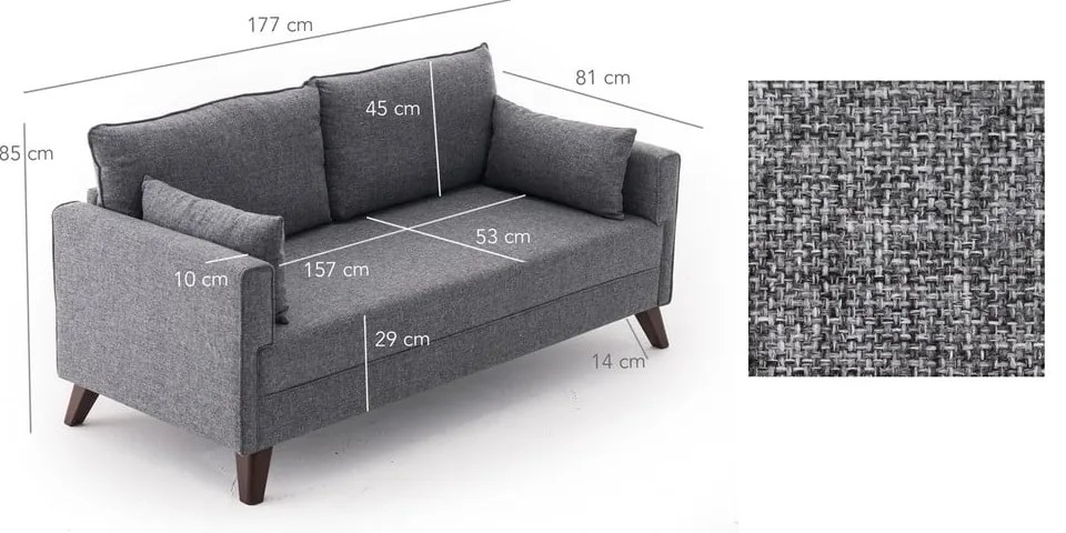 Divano grigio 177 cm Bella - Balcab Home