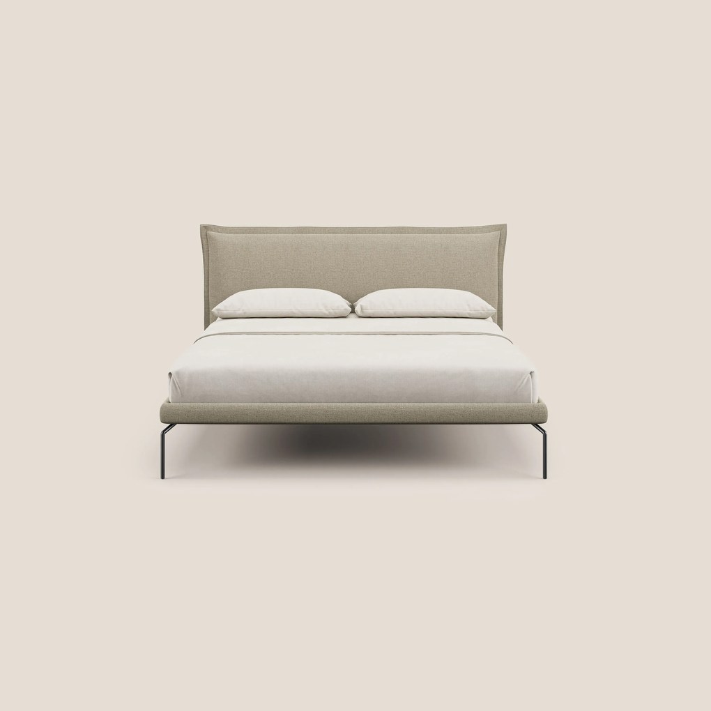 Eric letto imbottito design minimal in morbido tessuto impermeabile T14 beige