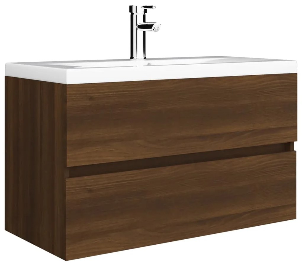 Mobile bagno lavabo integrato rovere marrone legno multistrato