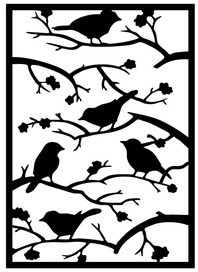 Decorazione murale in metallo 47x66 cm Branch & Birds - Wallity