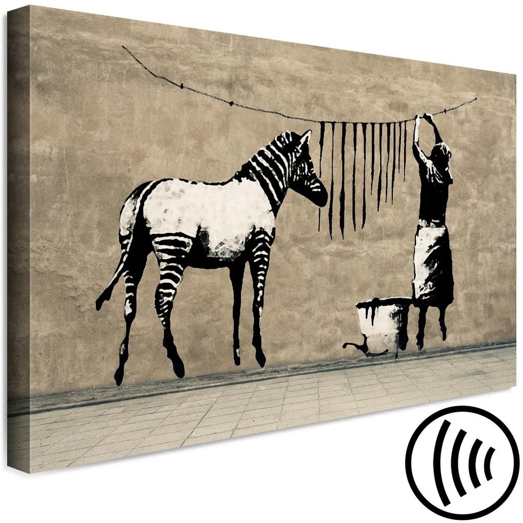 Quadro contemporaneo Banksy: Washing Zebra on Concrete (1 Part) Wide