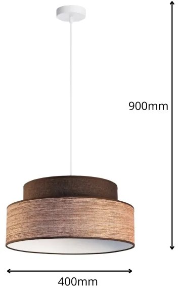 Lampadario a sospensione con filo GRACE 1xE27/60W/230V diametro 40 cm marrone/beige