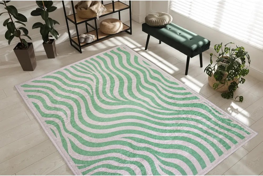 Passatoia verde lavabile 80x200 cm Green Zebra – Vitaus