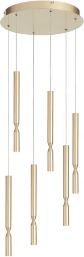 Lampada a sospensione LED a 6 Luci in metallo verniciato 35 cm Oro TUBIC