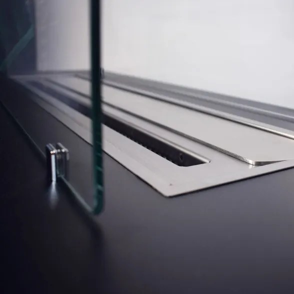 Camino a bioetanolo da terra per interno esterno CARAVAGGIO Nero L100xP40xH40 cm