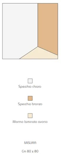 Specchio moderno 80x80 cm vetro bronzo e laminato effetto avorio - GEORGE