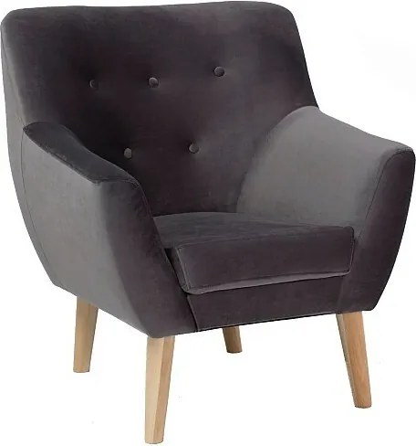 Poltrona Nordic 1 Velvet in velluto grigio – 76x75x90 cm