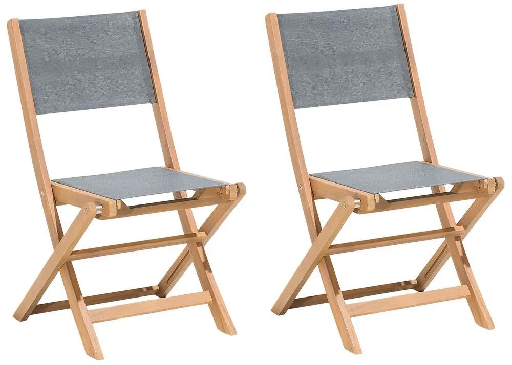 Set di 2 sedie da giardino in legno e fibra tessile grigio scuro CESANA Beliani