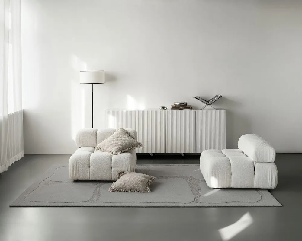 Tappeto in lana grigio 200x300 cm Morphic Organica - Agnella