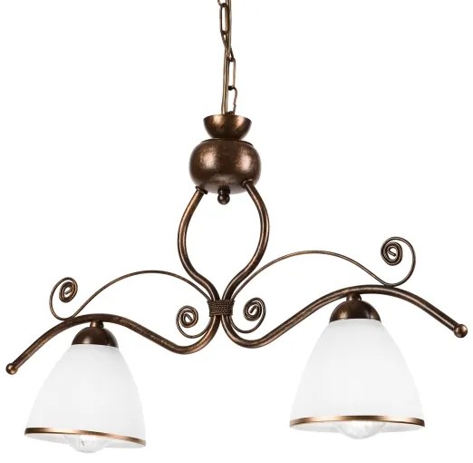 Lampadario a sospensione con catena RETRO 2xE27/60W/230V rame/patina