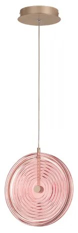 Lampada a sospensione LED JOKEY in metallo e vetro decorato ROSA 30 cm