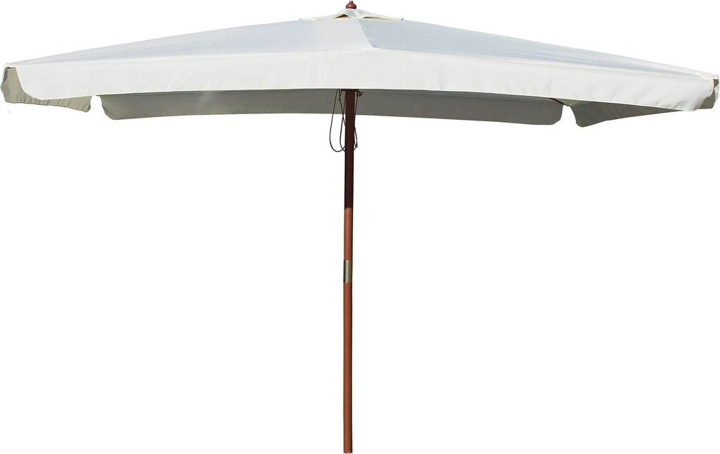 Ombrellone da Giardino 3x2 m Palo Ø48 mm in Legno e Poliestere Ecrù...