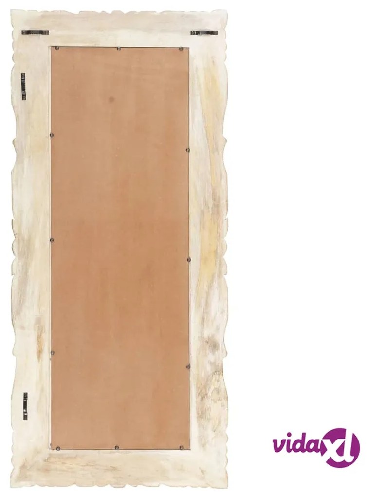 vidaXL Specchio Bianco 110x50 cm in Legno Massello di Mango