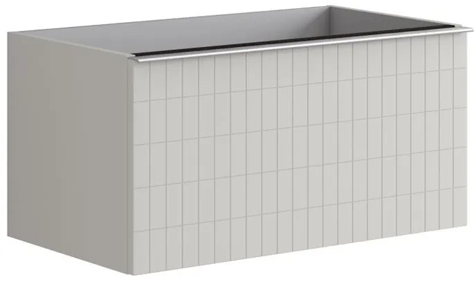 Mobile da bagno sotto lavabo Pixel grid grigio pastello e maniglia alluminio brillante laccato opaco L 80 x H 40 x P 45.5 cm 2 cassetti, lavabo non incluso