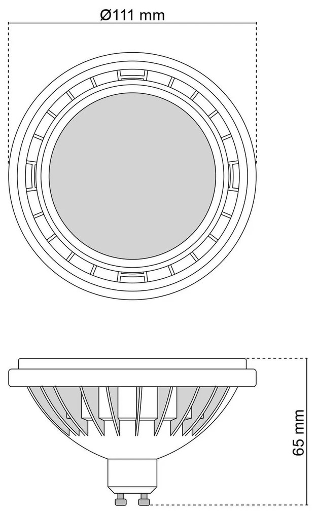Lampada LED AR111 15W angolo 120° CRI92 No-Flickering Colore Bianco Caldo 3.000K