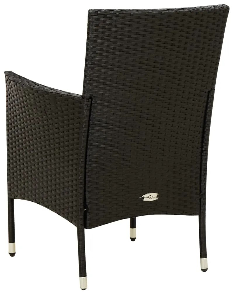 Set da Pranzo da Giardino 5 pz con Cuscini in Polyrattan Nero