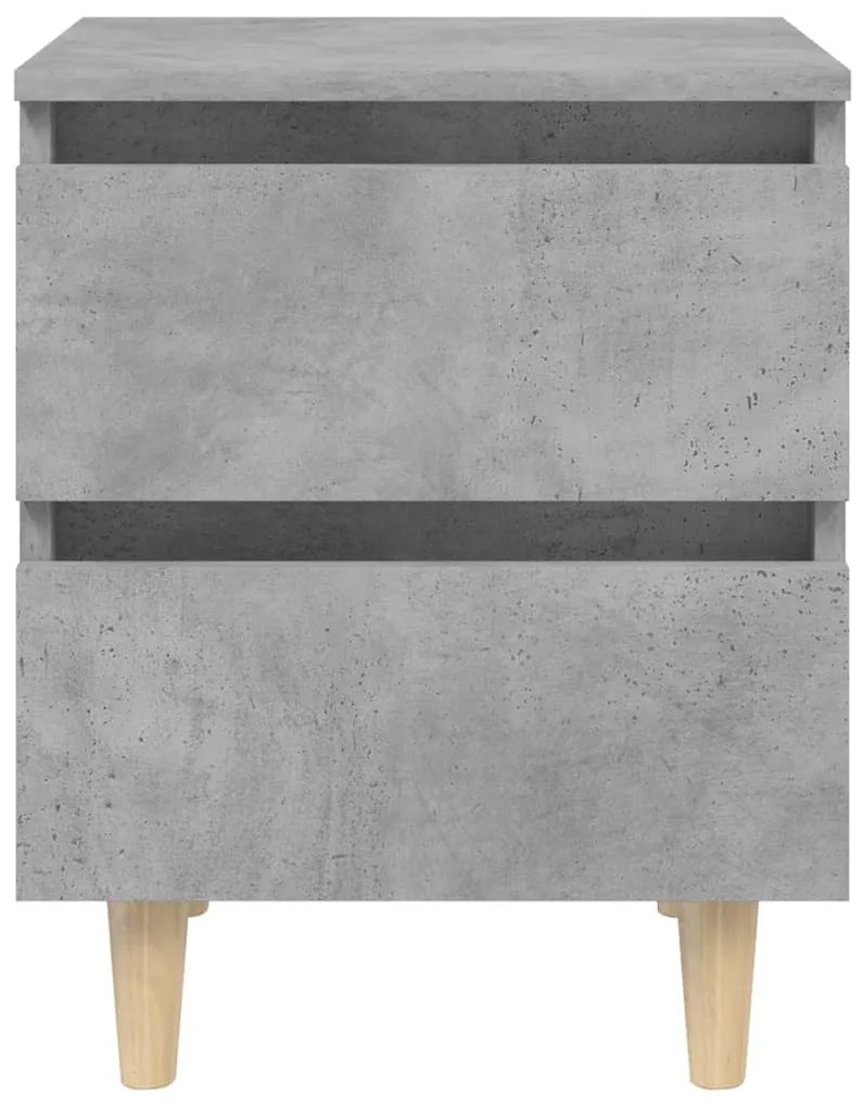 Comodini con gambe in pino 2 pz grigio cemento 40x35x50 cm