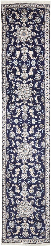 Nain Tappeto persiano 380 x 80 Blu (Iran) Annodato A Mano