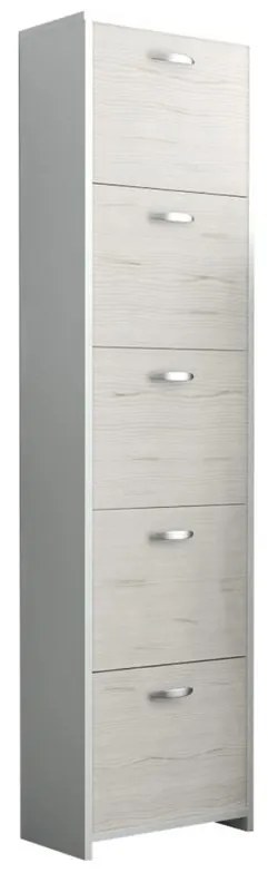 Scarpiera 5 ante doppia profondità L 50 x H 182 x P 25 cm 24 paia, grigio