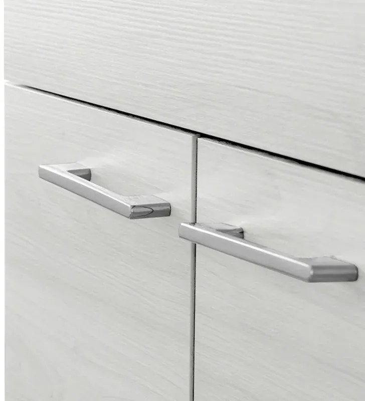 Mobile lavatoio 60x60 cm 2 ante rovere bianco con vasca in resina, asse lavapanni e kit di scarico