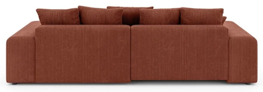 Divano angolare color mattone allungabile/con contenitore (con composizione variabile) con rivestimento in velluto a coste Luma – Ropez
