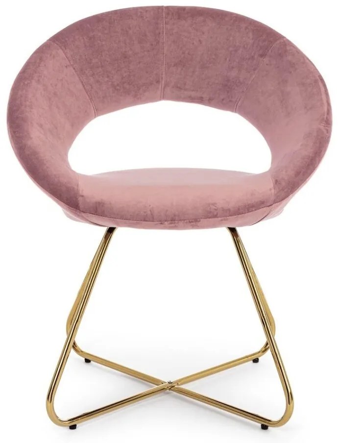 Set di 2 poltroncine VANITY ORO velluto rosa