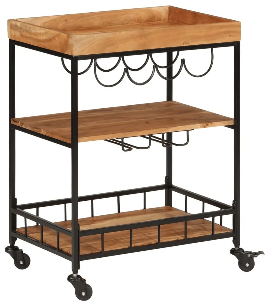 Carrello Da Bar 60x40x80 Cm Legno Massello Di Acacia E Ferro /