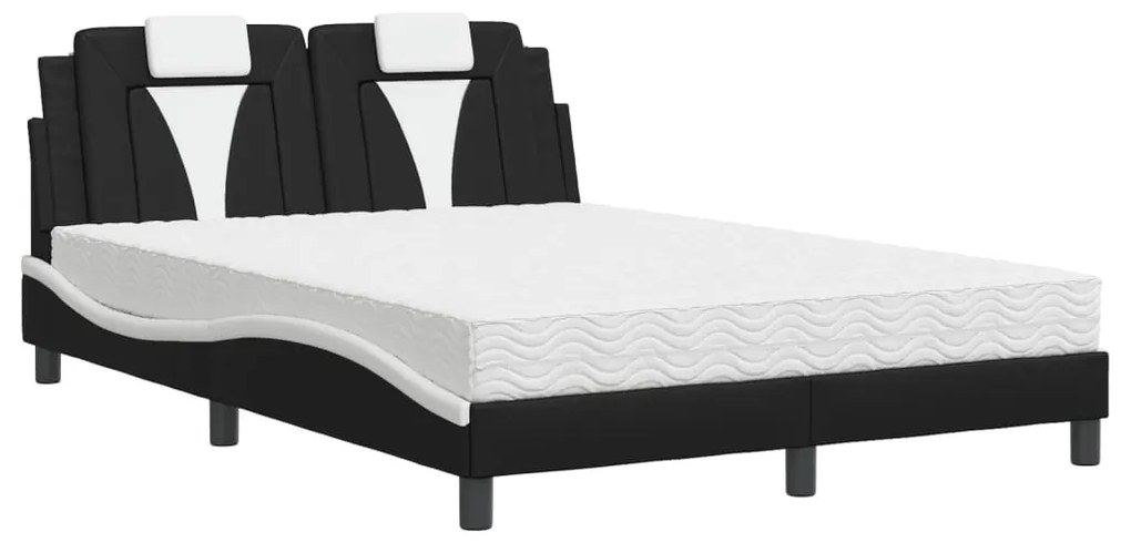 Letto con materasso nero e bianco 120x200 cm in similpelle