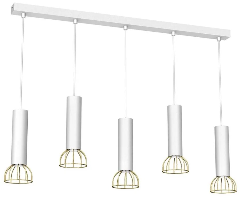 Lampadario su corda DANTE 5xGU10/25W/230V bianco/oro