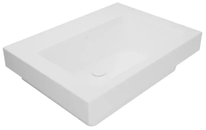 Lavabo da incasso con bordo a vista rettangolare vasca centrale Alaqua L 70 x H 25 x P 21 cm in ceramica bianco opaco