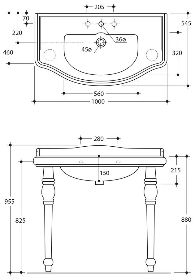 Lavabo bianco in ceramica 100x54,5 cm Retro – Sapho