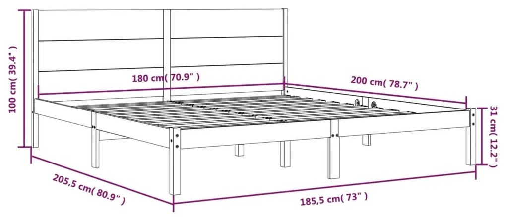 Giroletto Bianco in Legno Massello 180x200 cm Super King