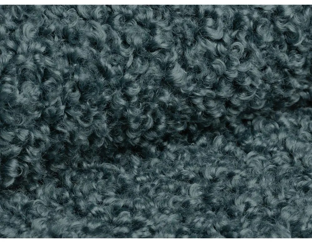 Poggiapiedi color petrolio con rivestimento in bouclé Dia – Micadoni