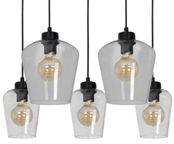 Lampadario su fune SANTIAGO 5xE27/60W/230V limpido