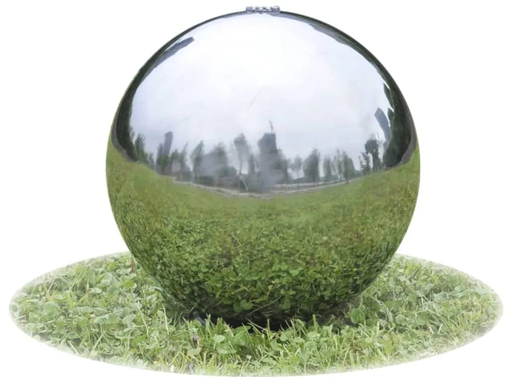 Fontana Da Giardino A Sfera Con Led İn Acciaio Inox 40 Cm /