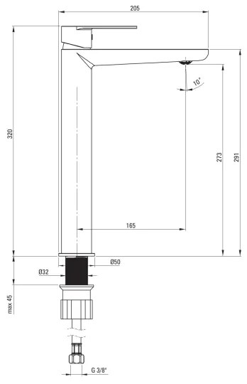 Deante BGA_N20K - Miscelatore per lavabo ALPINIA nero