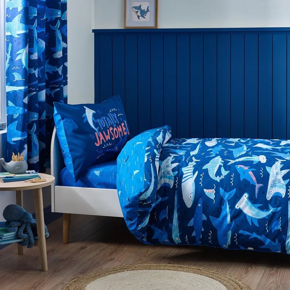 Biancheria da letto per bambini blu per culla 120x150 cm Jawsome Shark – Catherine Lansfield