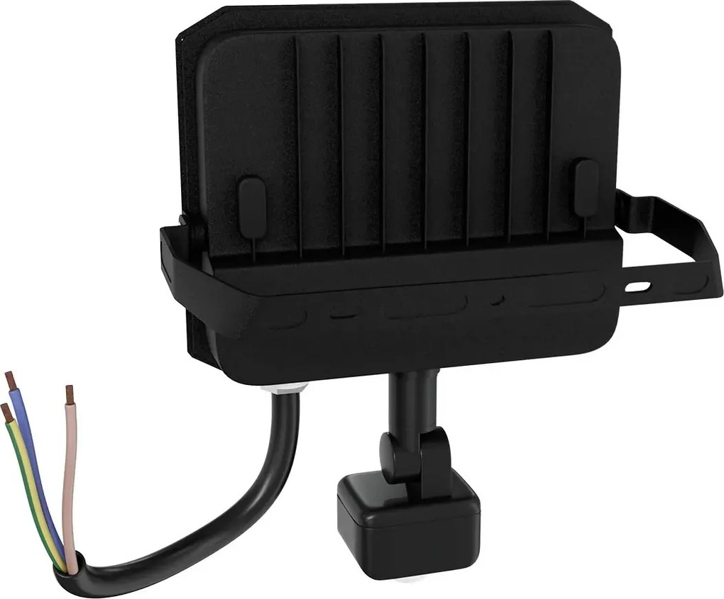 Faro LED 30W IP65 Nero con Sensore di Movimento e OSRAM chip LED Colore Bianco Caldo 3.000K